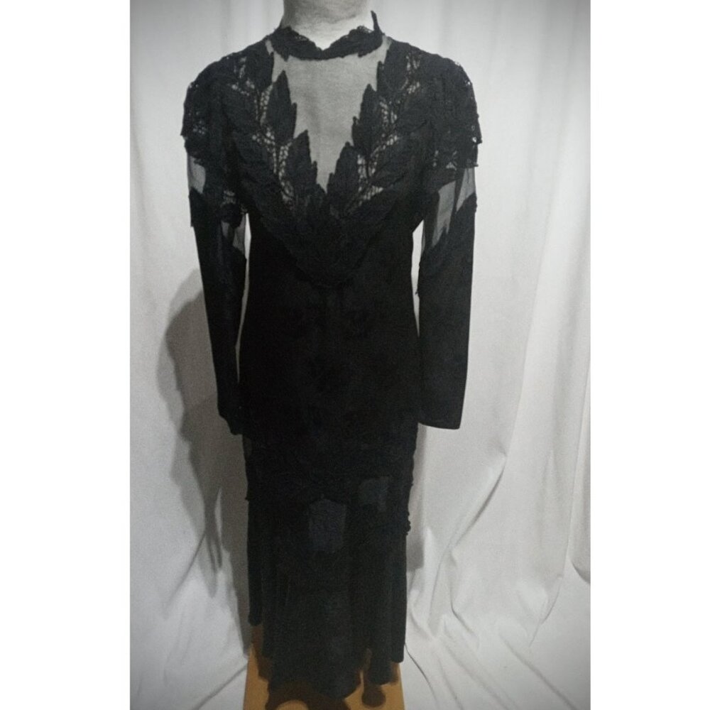 Capriccio by Dina Vintage Black Jacquard Silk Dress